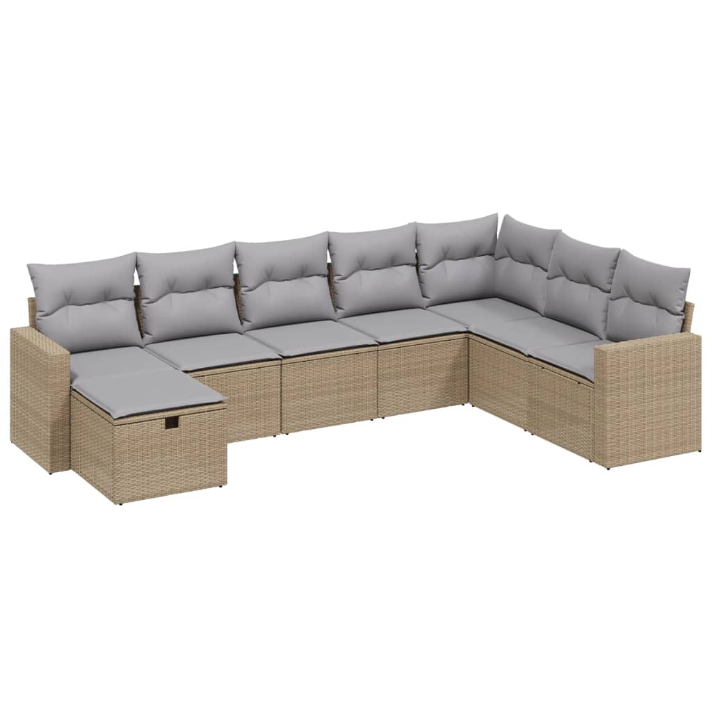 8-dijelni set vrtnih sofa s jastucima bež od poliratana