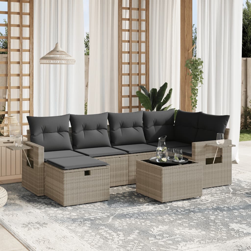 7-dijelni set vrtnih sofa svjetlosivi od poliratana