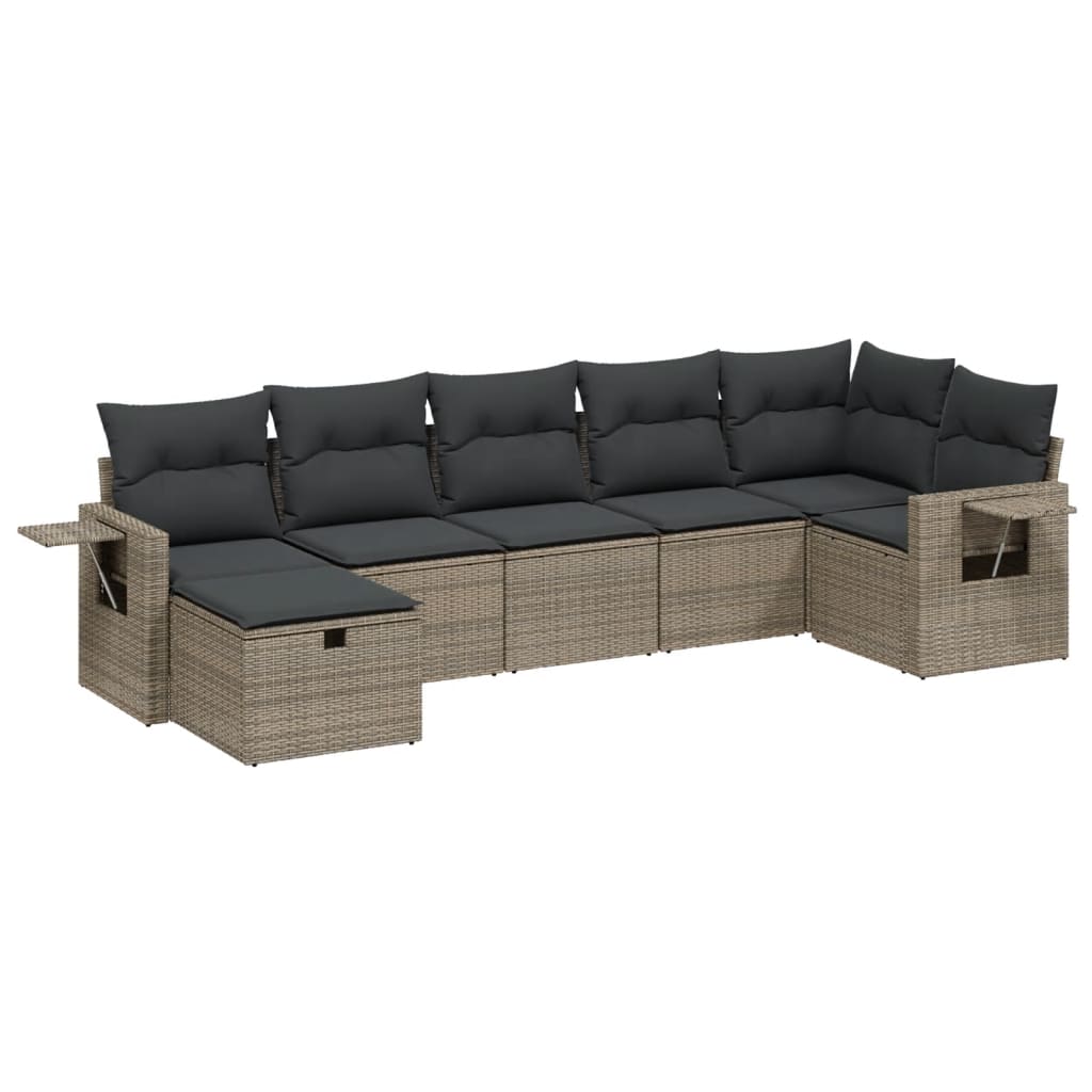 7-dijelni set vrtnih sofa sivi od poliratana