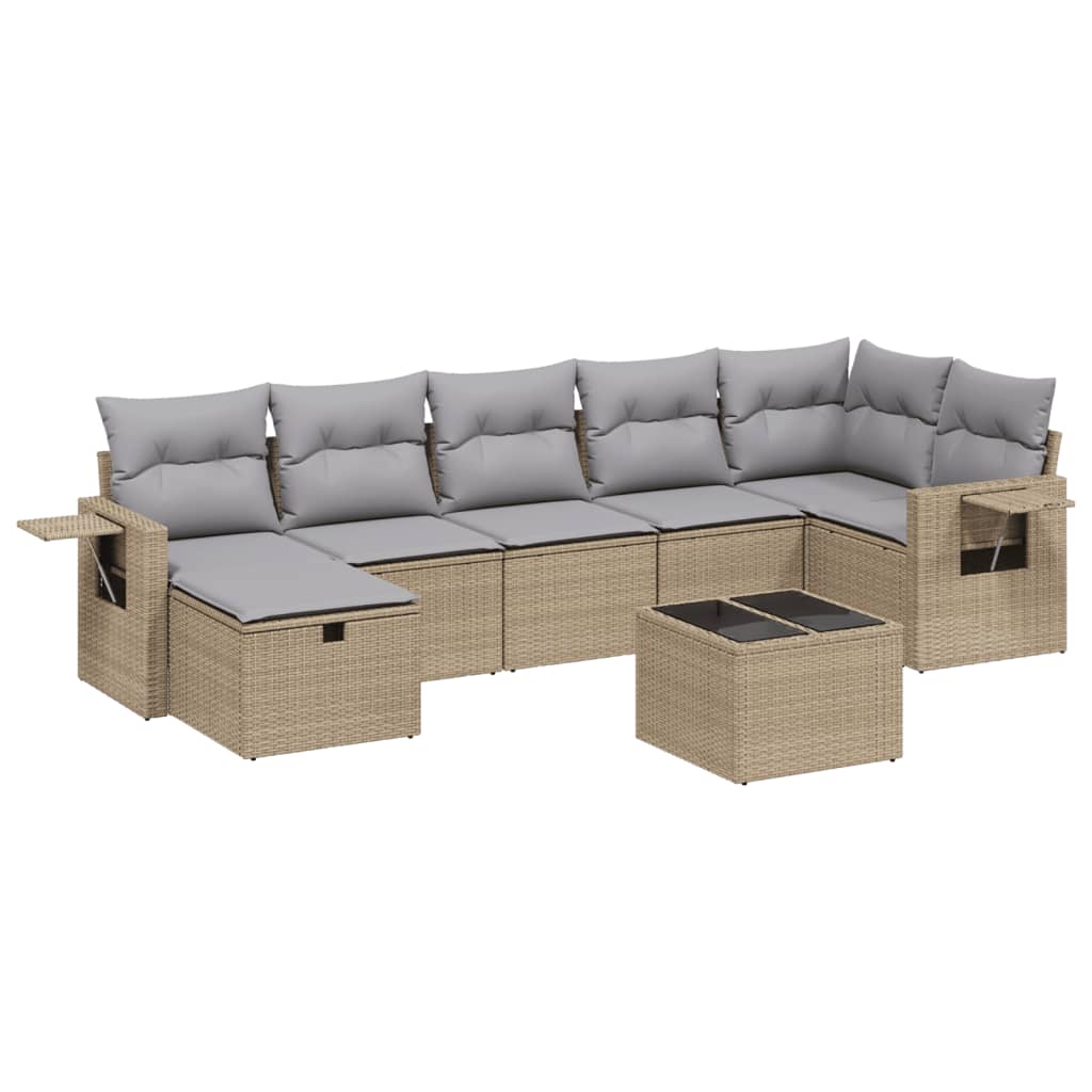 8-dijelni set vrtnih sofa s jastucima bež od poliratana