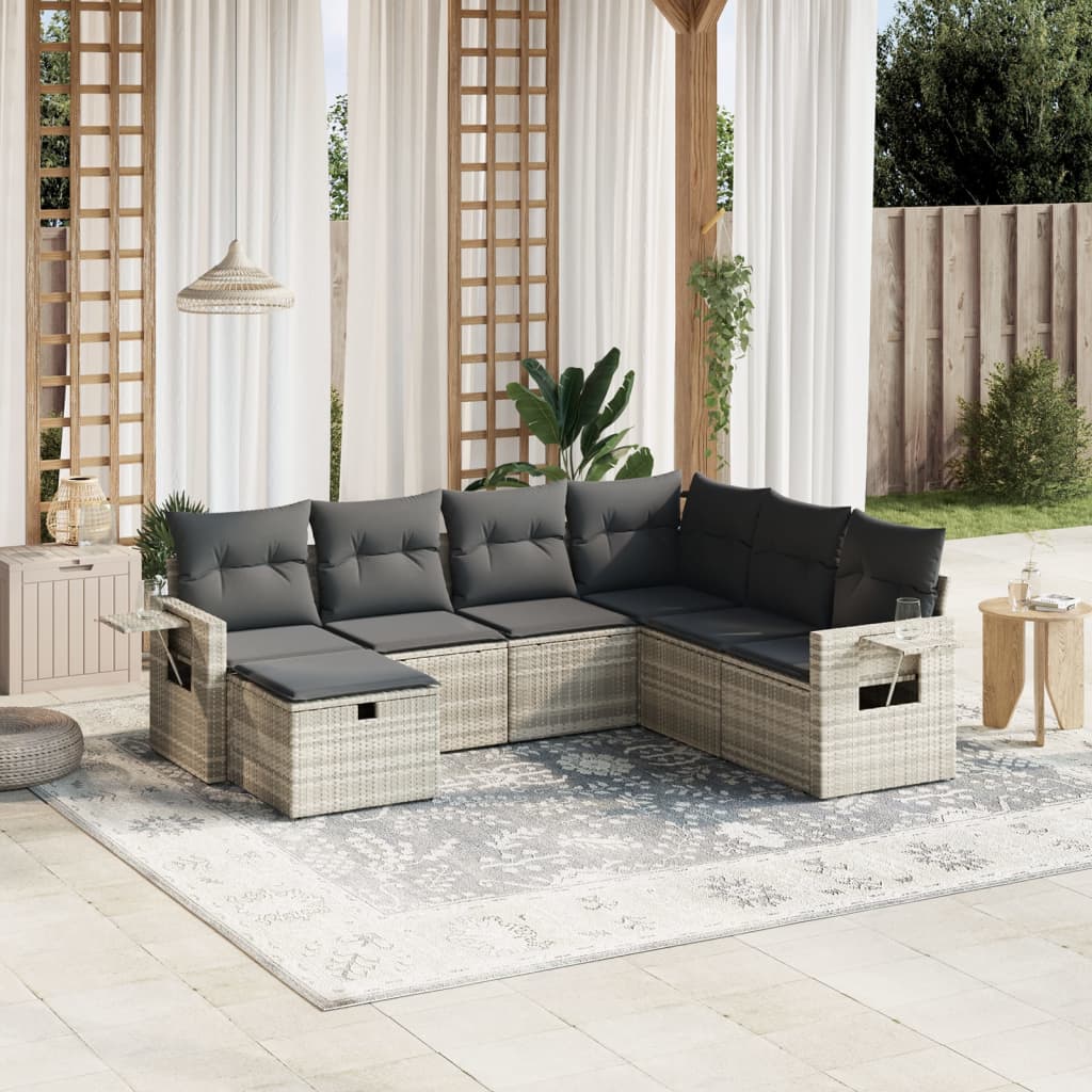 7-dijelni set vrtnih sofa svjetlosivi od poliratana