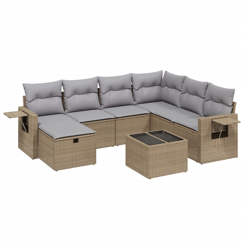 8-dijelni set vrtnih sofa s jastucima bež od poliratana