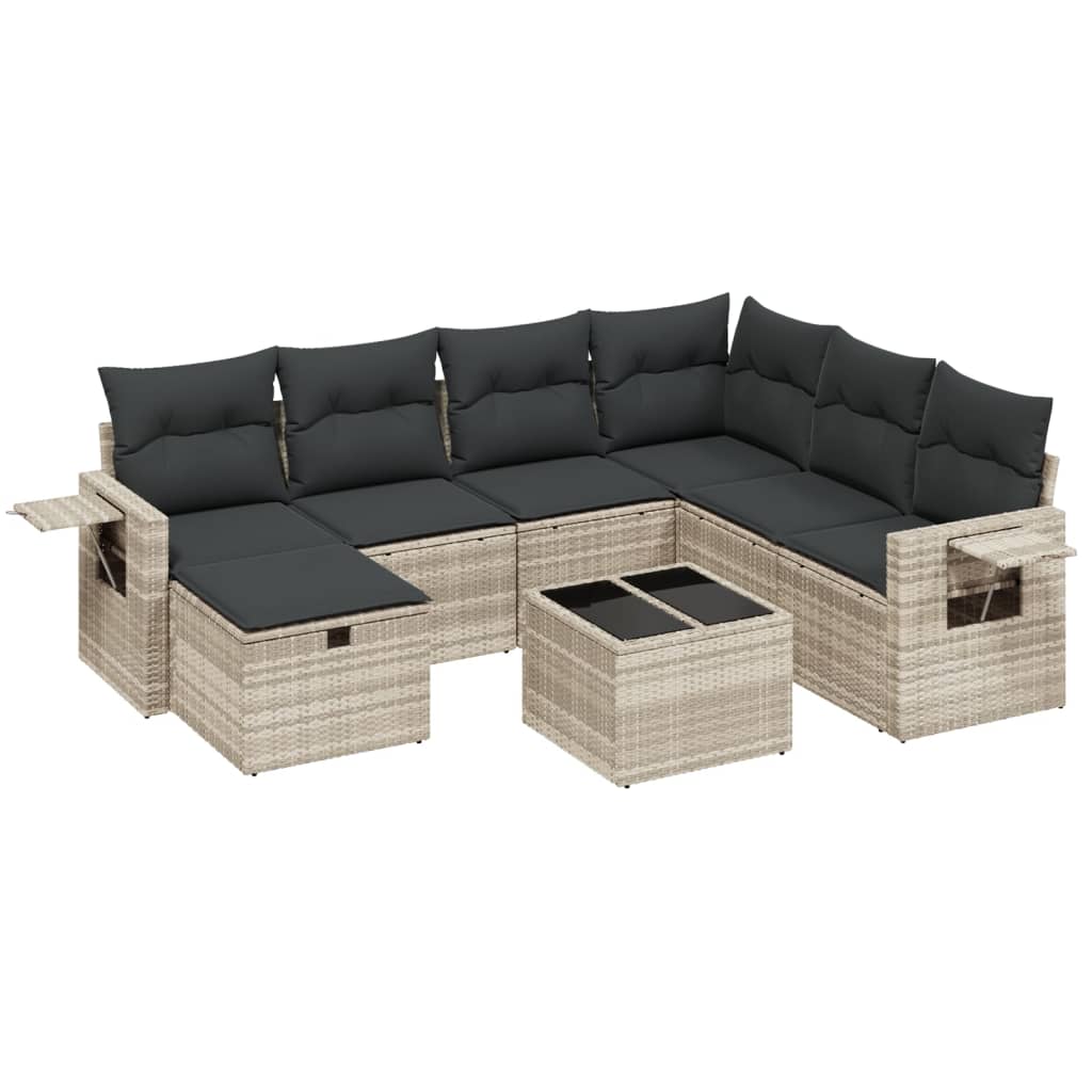 8-dijelni set vrtnih sofa od poliratana s jastucima svjetlosivi