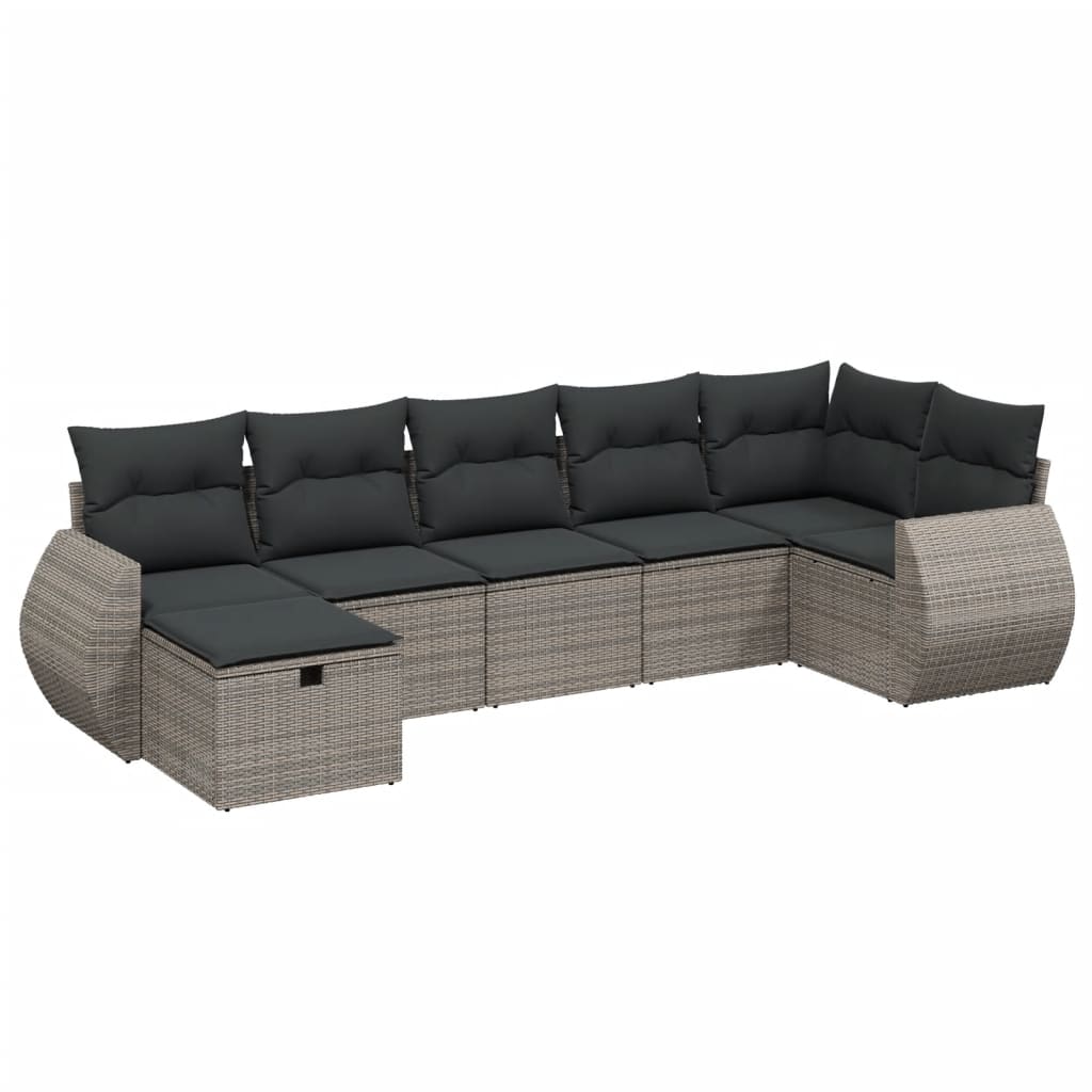 7-dijelni set vrtnih sofa sivi od poliratana