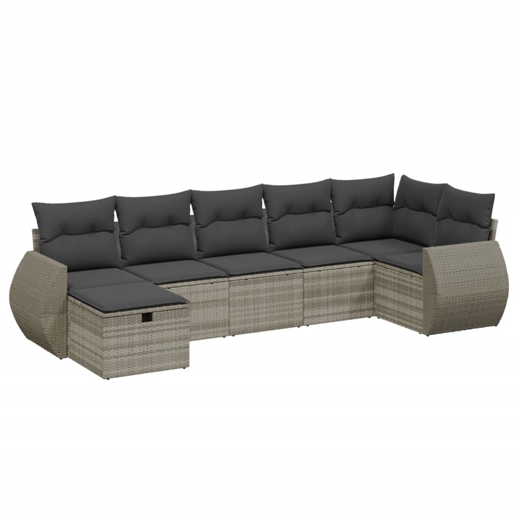 7-dijelni set vrtnih sofa svjetlosivi od poliratana