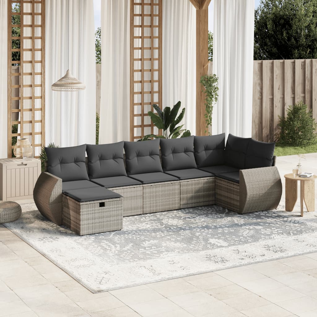 7-dijelni set vrtnih sofa svjetlosivi od poliratana
