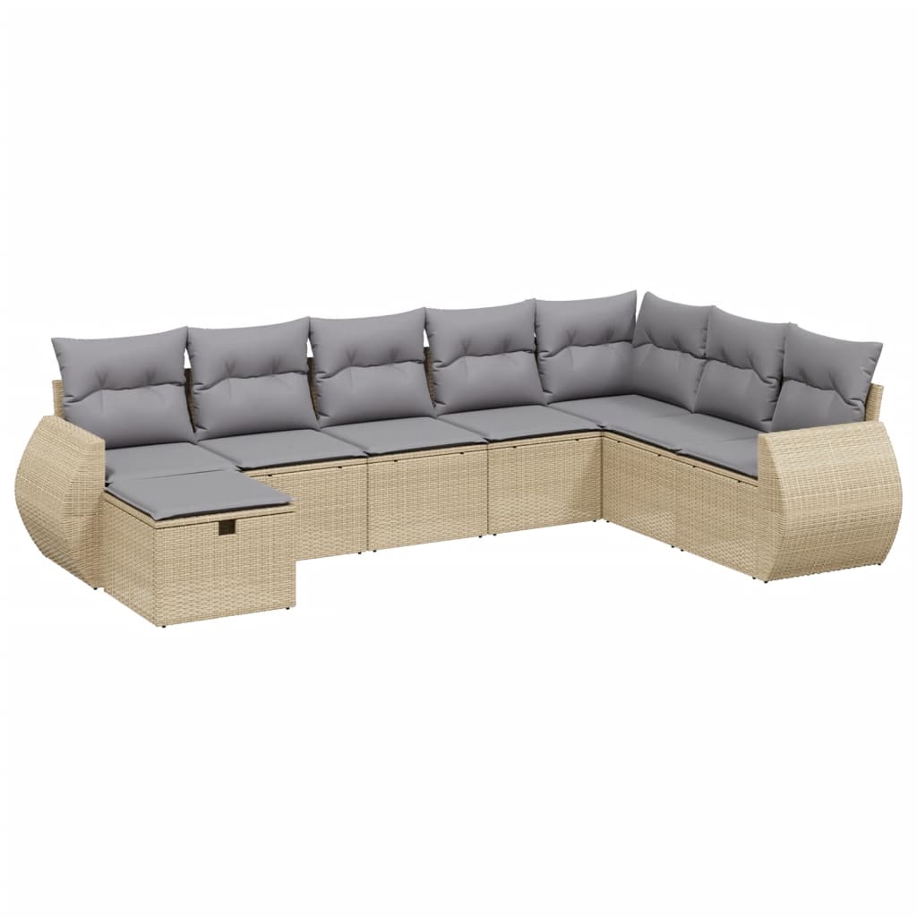 8-dijelni set vrtnih sofa s jastucima bež od poliratana