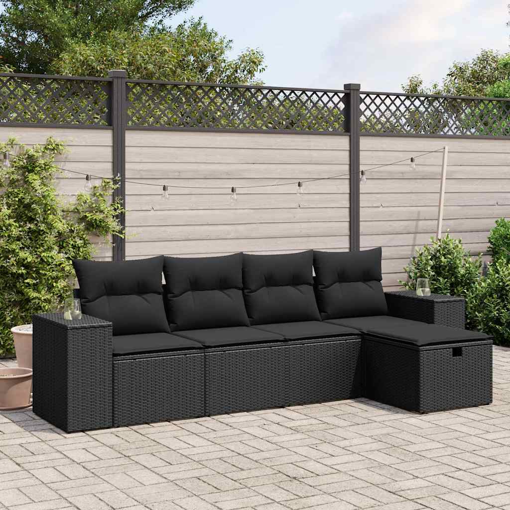 5-dijelni set vrtnih sofa s jastucima bež od poliratana