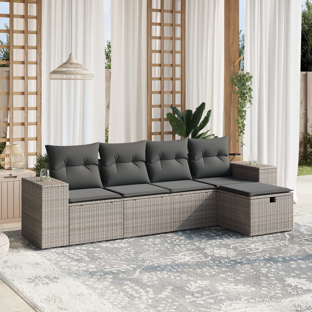 5-dijelni set vrtnih sofa s jastucima bež od poliratana