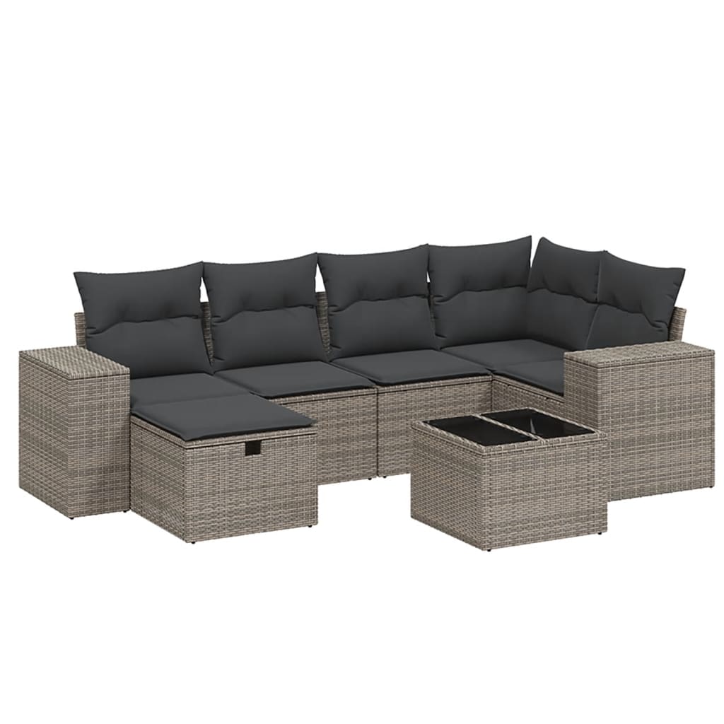 7-dijelni set vrtnih sofa sivi od poliratana