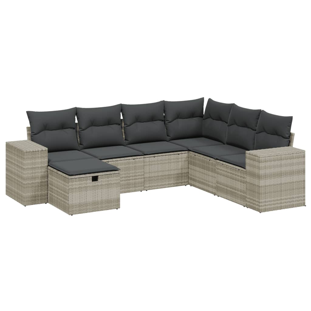7-dijelni set vrtnih sofa svjetlosivi od poliratana