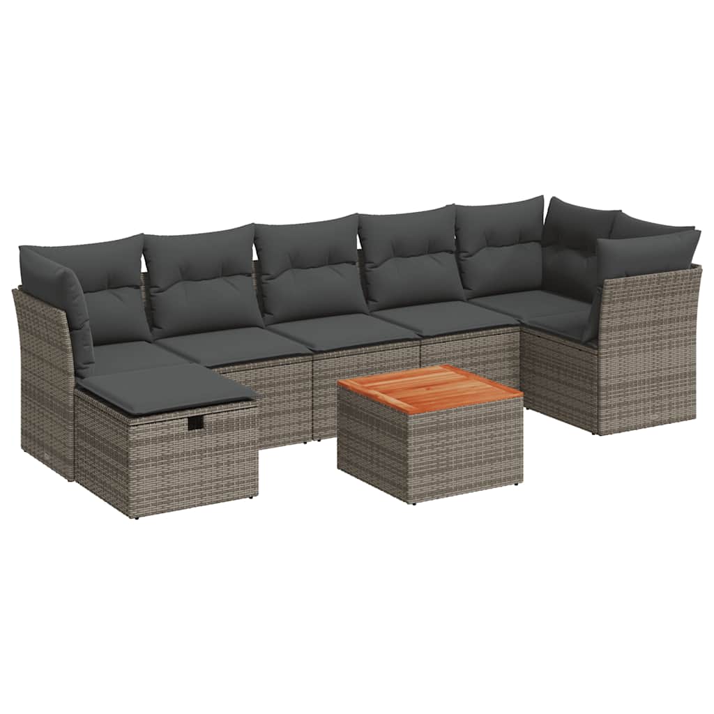 8-dijelni set vrtnih sofa od poliratana s jastucima sivi