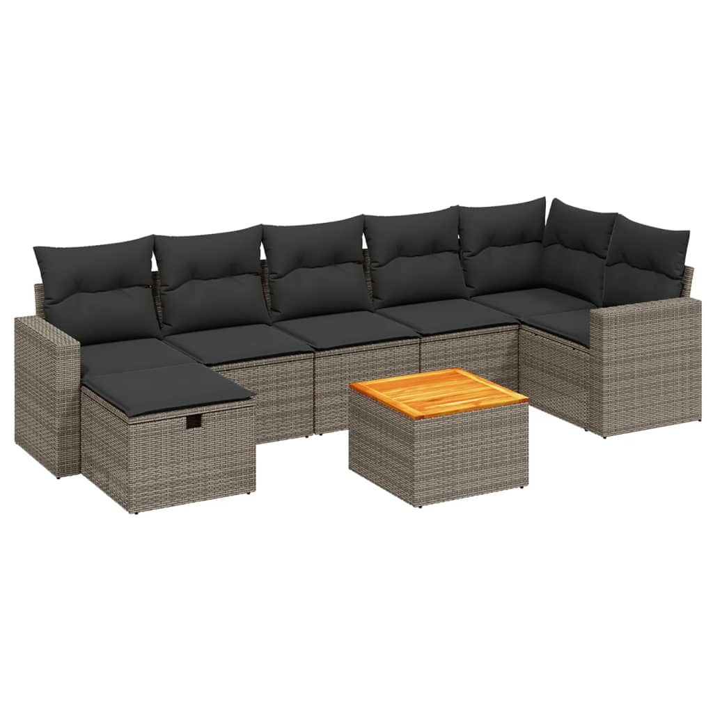 8-dijelni set vrtnih sofa od poliratana s jastucima sivi