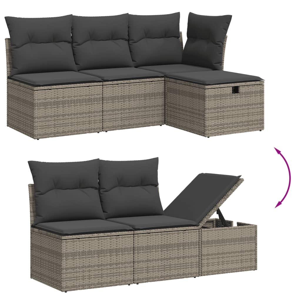 6-dijelni set vrtnih sofa od poliratana s jastucima sivi