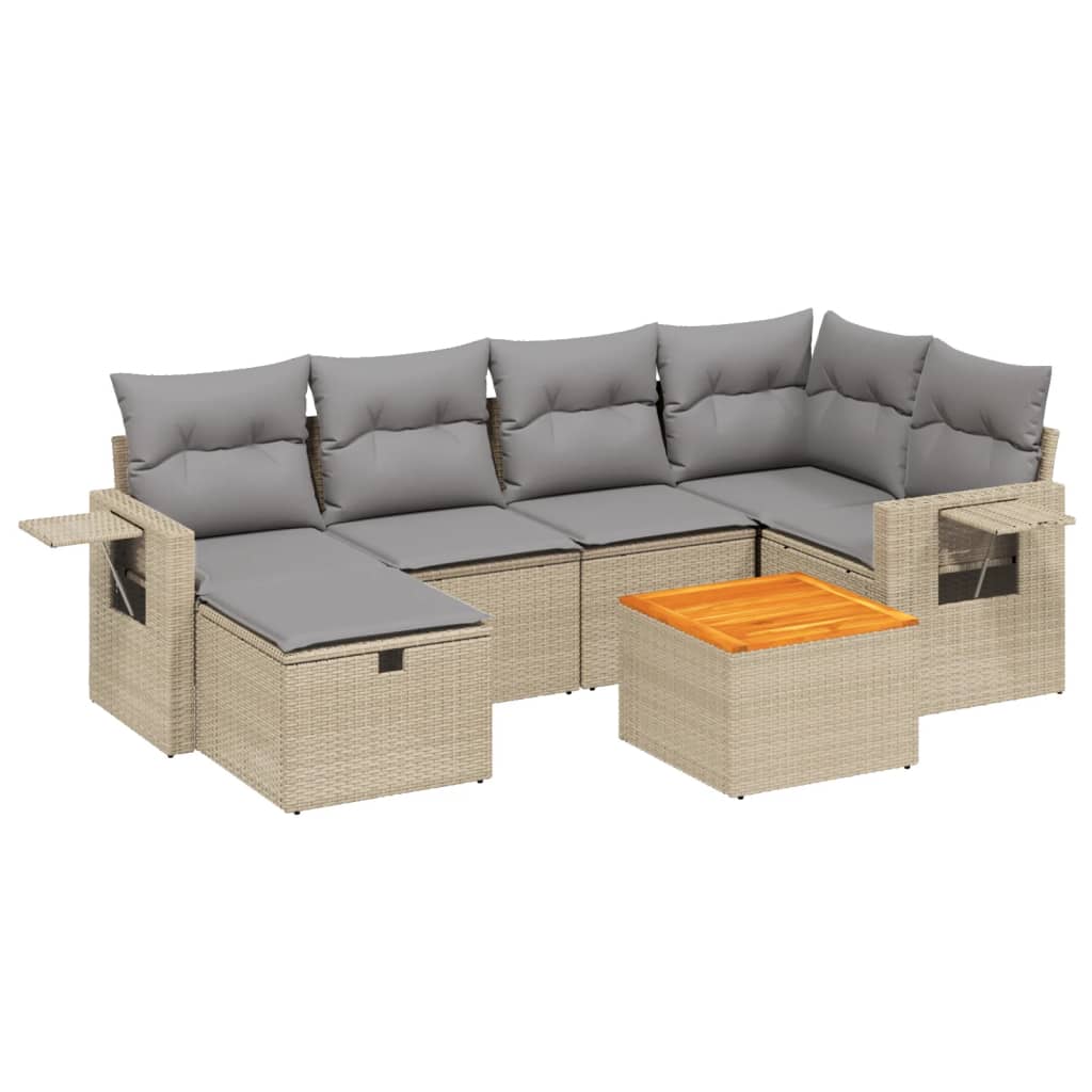 7-dijelni set vrtnih sofa s jastucima bež od poliratana