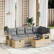 7-dijelni set vrtnih sofa s jastucima bež od poliratana