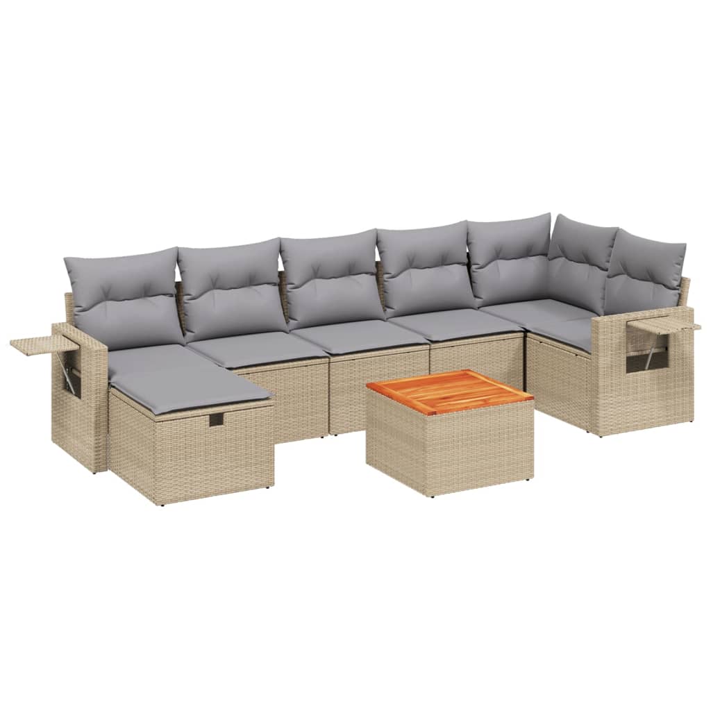 8-dijelni set vrtnih sofa s jastucima bež od poliratana
