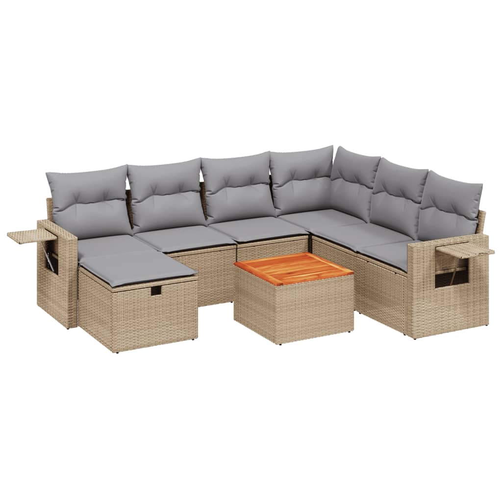 8-dijelni set vrtnih sofa s jastucima bež od poliratana