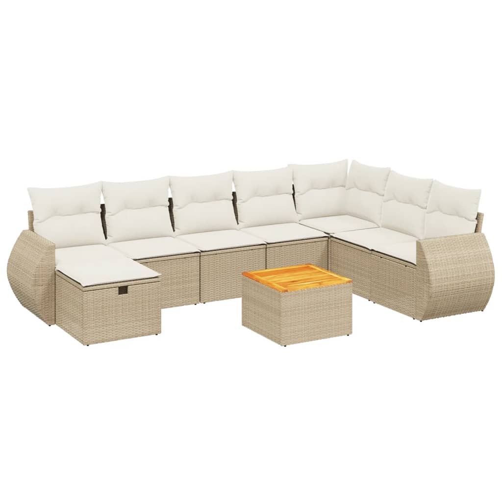 9-dijelni set vrtnih sofa s jastucima bež od poliratana