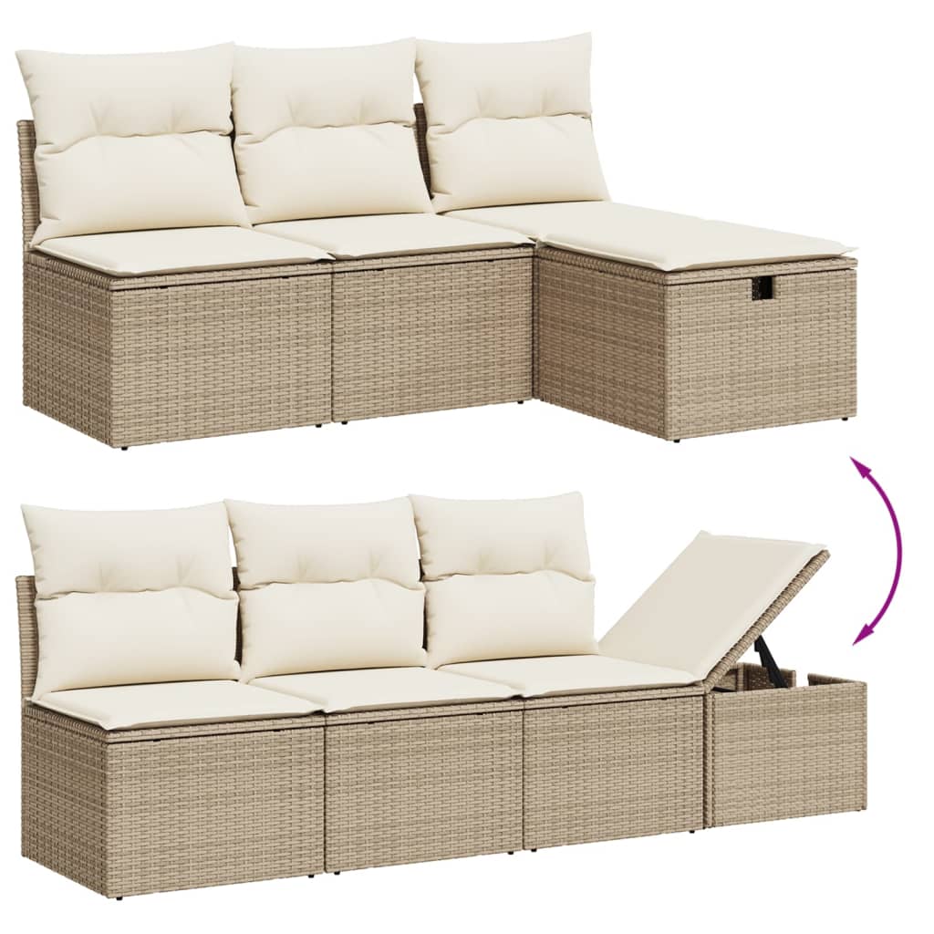 9-dijelni set vrtnih sofa s jastucima bež od poliratana