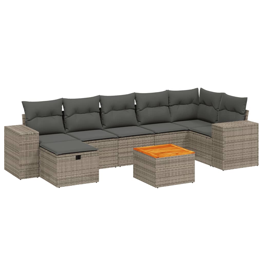 8-dijelni set vrtnih sofa od poliratana s jastucima sivi