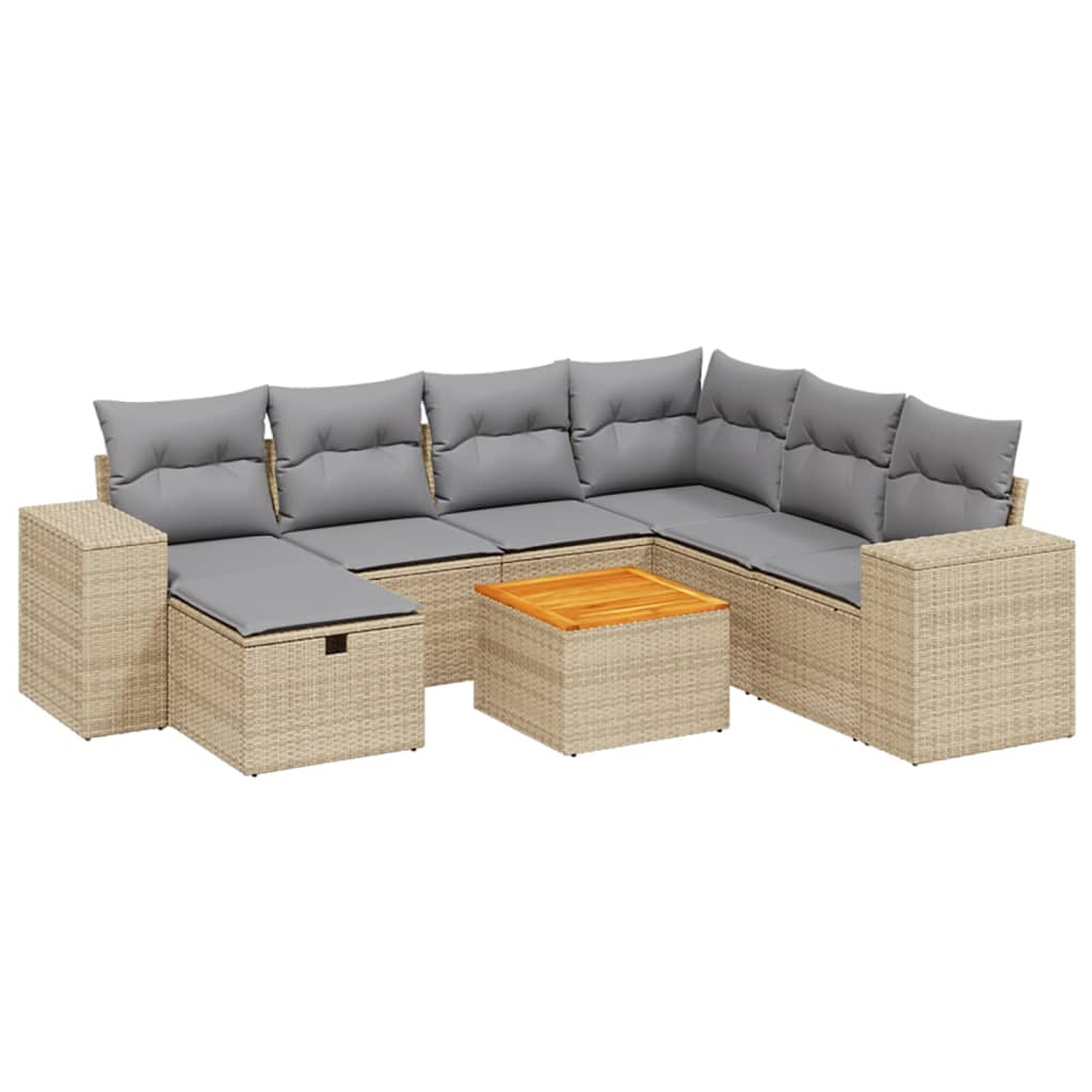 8-dijelni set vrtnih sofa s jastucima bež od poliratana