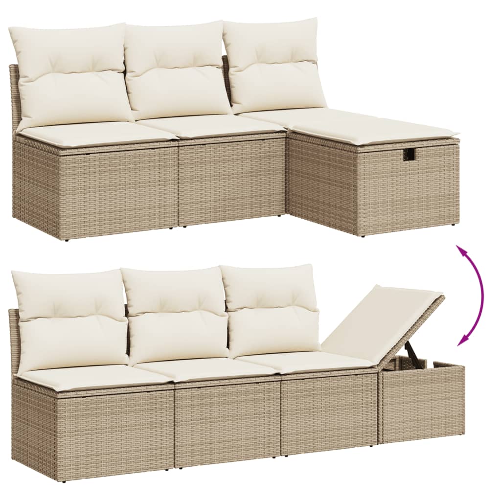 9-dijelni set vrtnih sofa s jastucima bež od poliratana