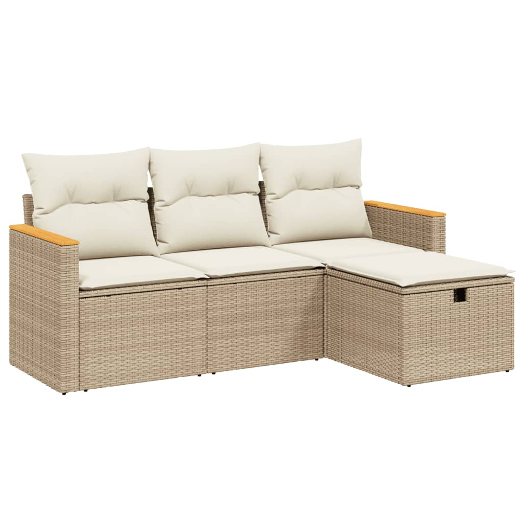 4-dijelni set vrtnih sofa s jastucima bež od poliratana