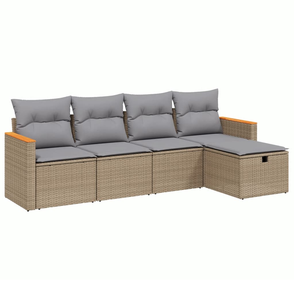 5-dijelni set vrtnih sofa s jastucima bež od poliratana