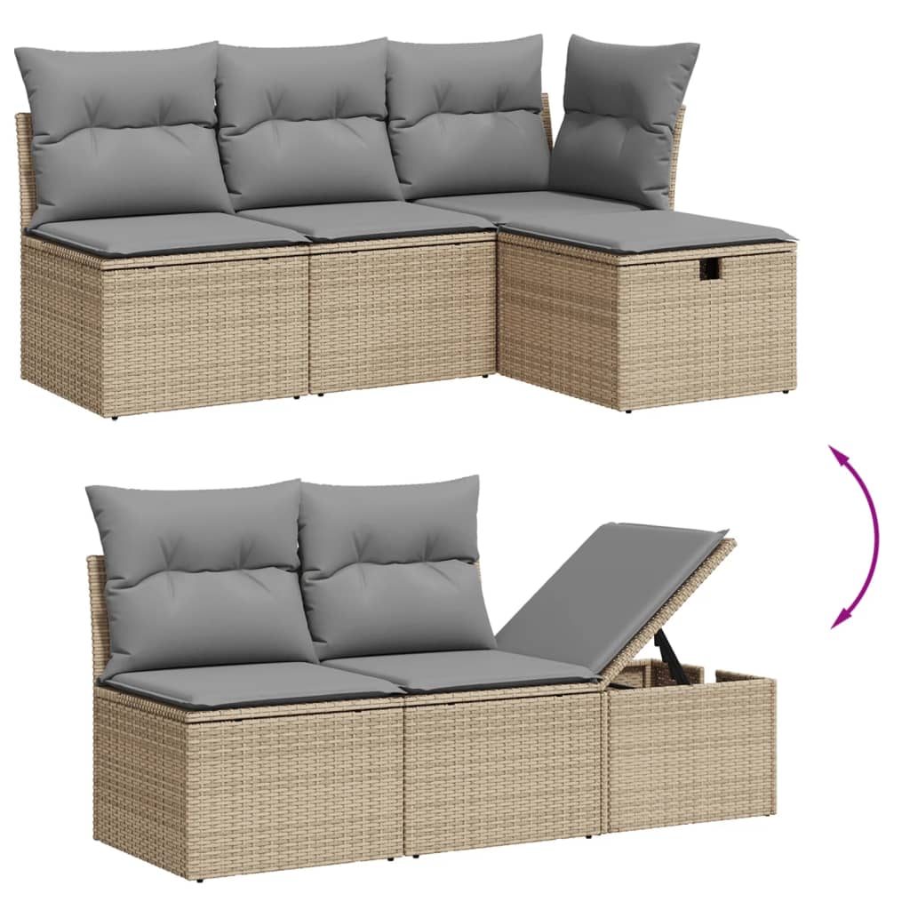 5-dijelni set vrtnih sofa s jastucima bež od poliratana