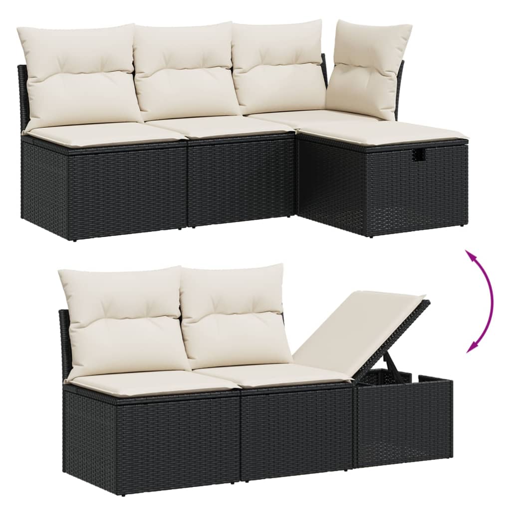 7-dijelni set vrtnih sofa od poliratana s jastucima crni