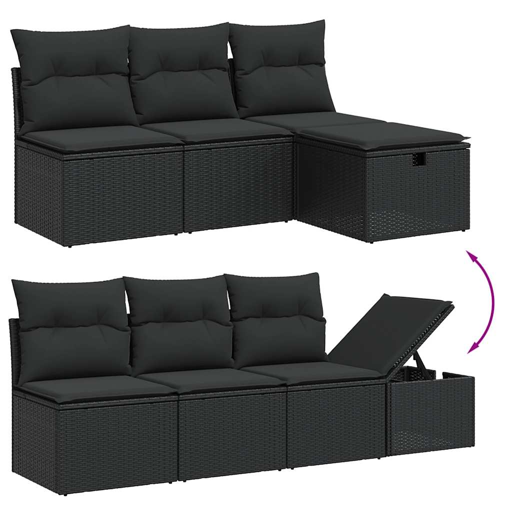 8-dijelni set vrtnih sofa od poliratana s jastucima crni
