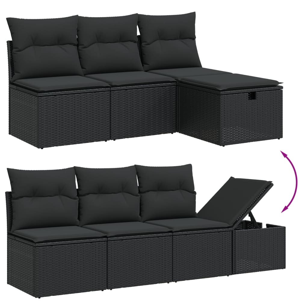 7-dijelni set vrtnih sofa od poliratana s jastucima crni