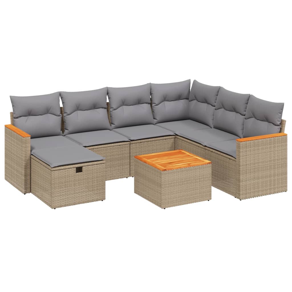 8-dijelni set vrtnih sofa s jastucima bež od poliratana