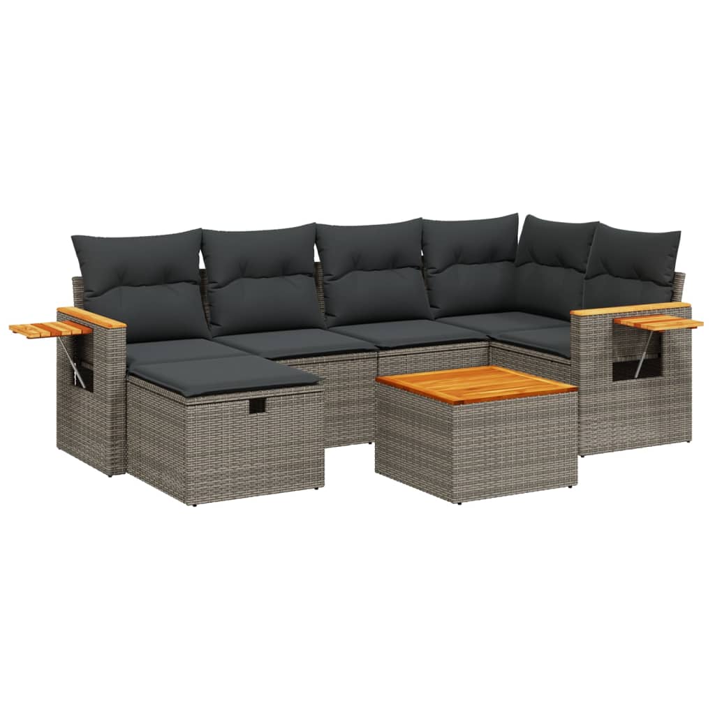 7-dijelni set vrtnih sofa sivi od poliratana