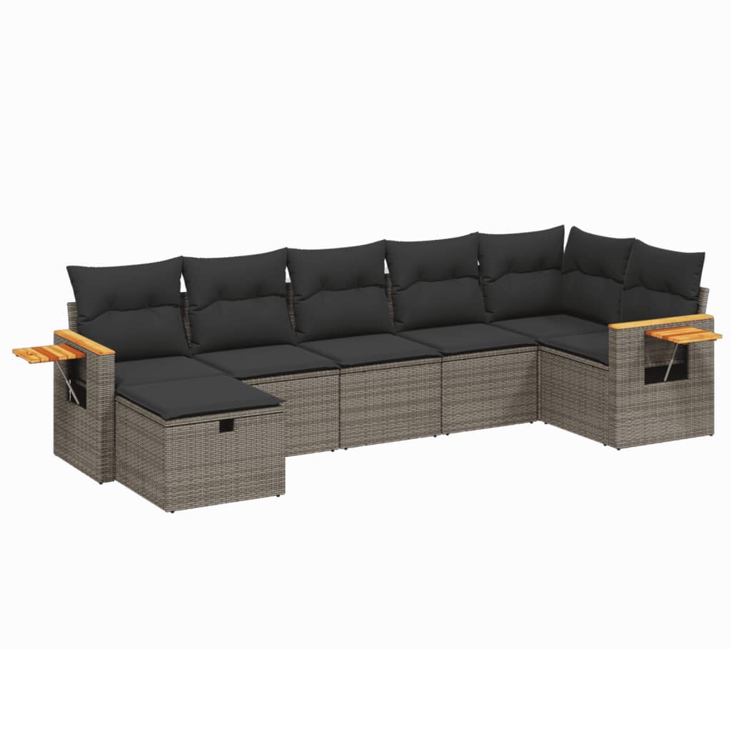 7-dijelni set vrtnih sofa sivi od poliratana
