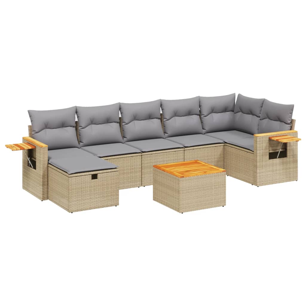 8-dijelni set vrtnih sofa s jastucima bež od poliratana