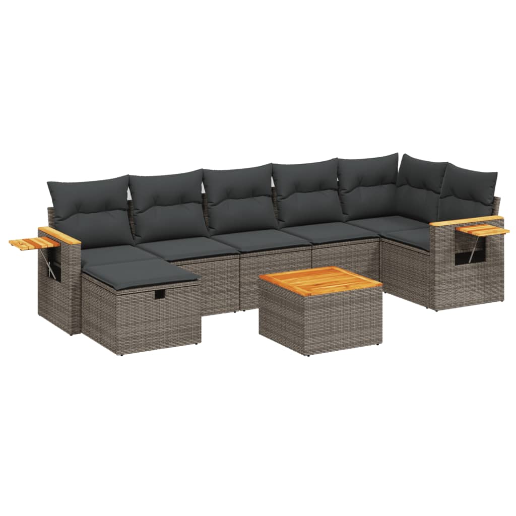 8-dijelni set vrtnih sofa od poliratana s jastucima sivi