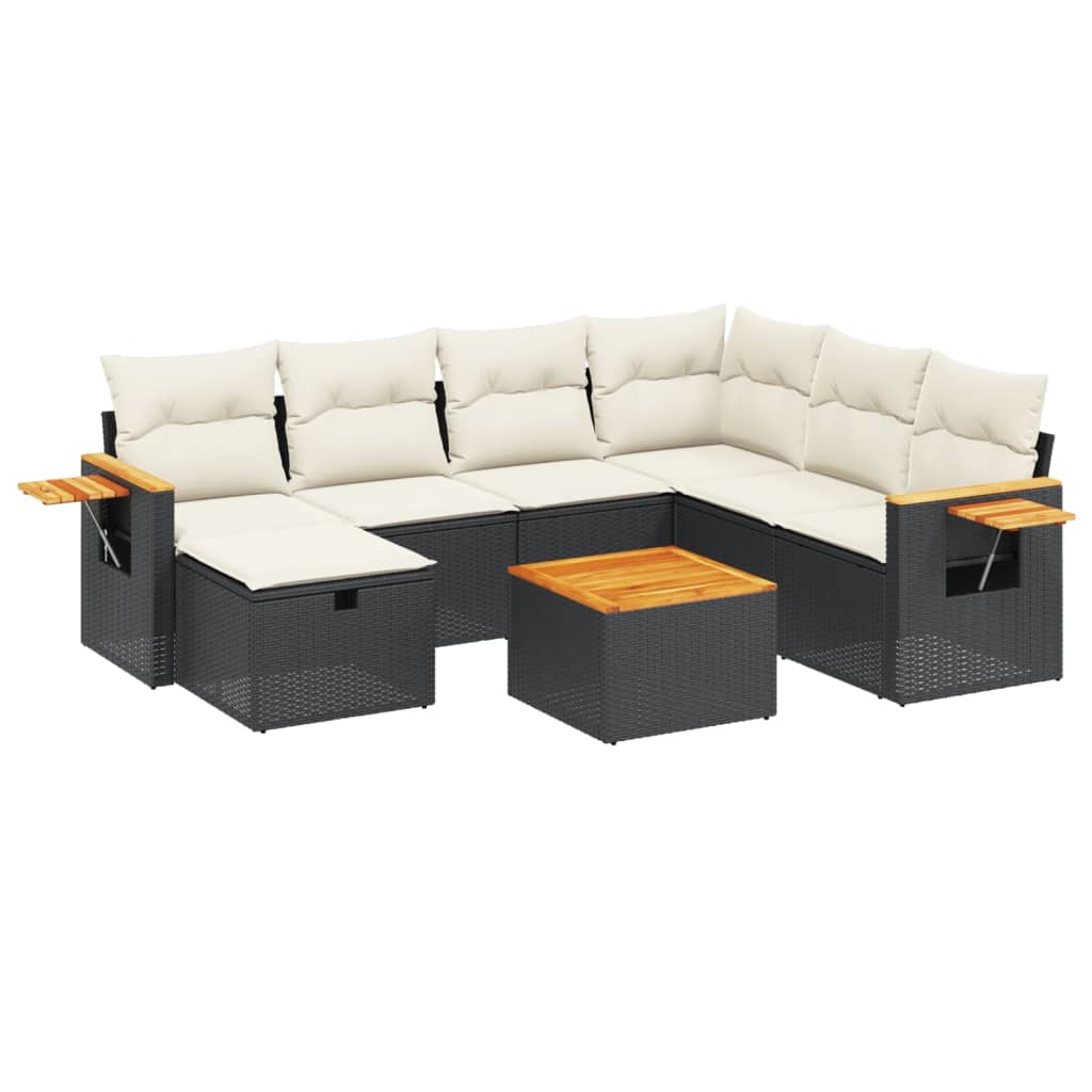 8-dijelni set vrtnih sofa od poliratana s jastucima crni