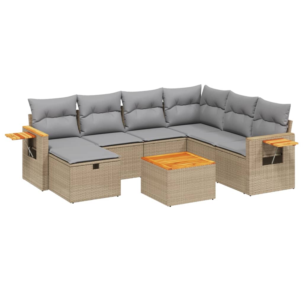 8-dijelni set vrtnih sofa s jastucima bež od poliratana
