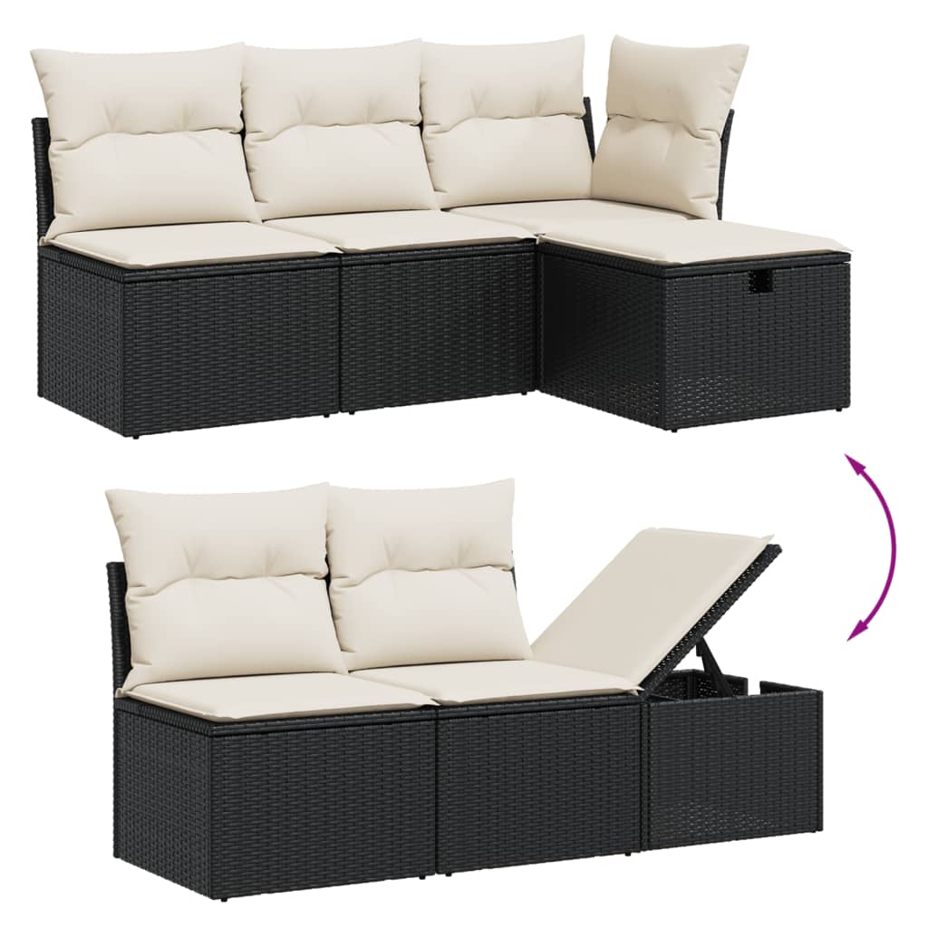 7-dijelni set vrtnih sofa od poliratana s jastucima crni