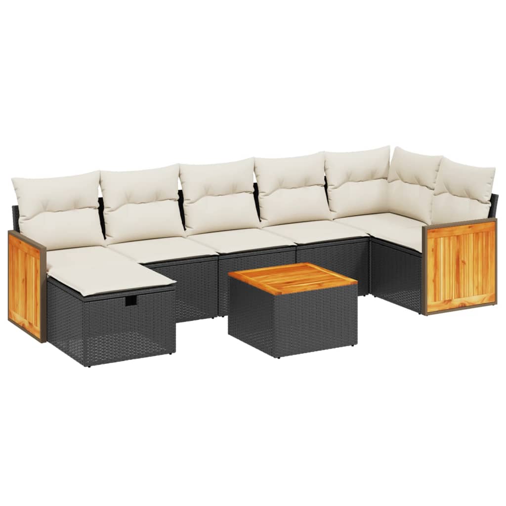 8-dijelni set vrtnih sofa od poliratana s jastucima crni