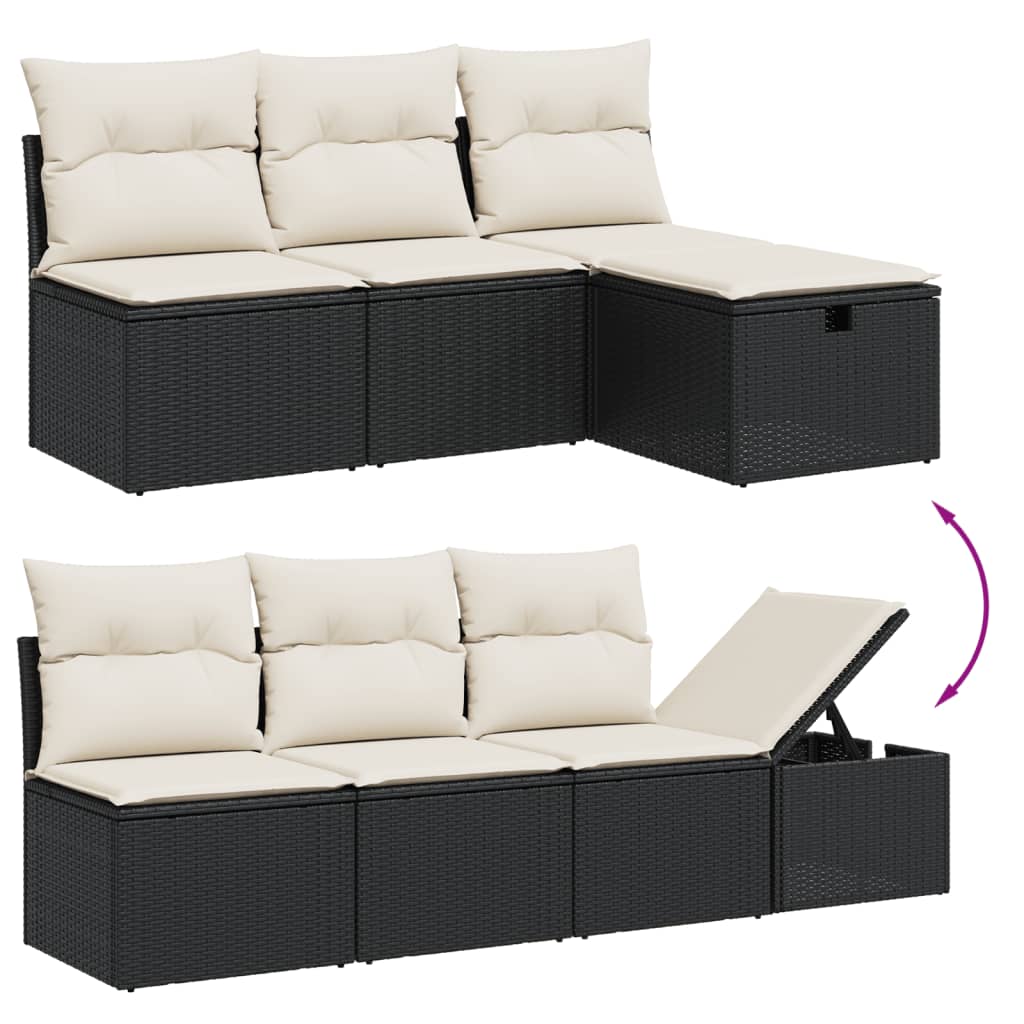 8-dijelni set vrtnih sofa od poliratana s jastucima crni