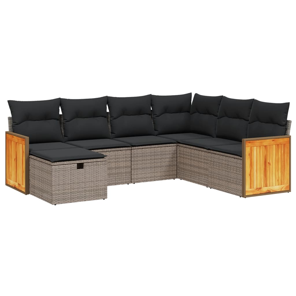 7-dijelni set vrtnih sofa sivi od poliratana
