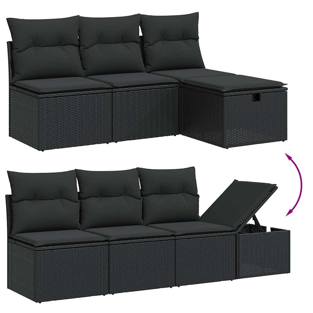 8-dijelni set vrtnih sofa od poliratana s jastucima crni