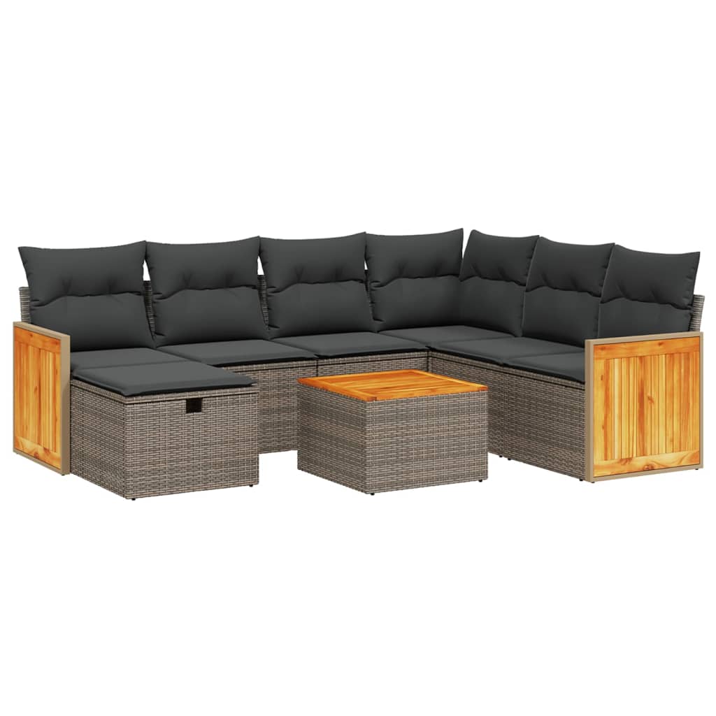 8-dijelni set vrtnih sofa od poliratana s jastucima sivi