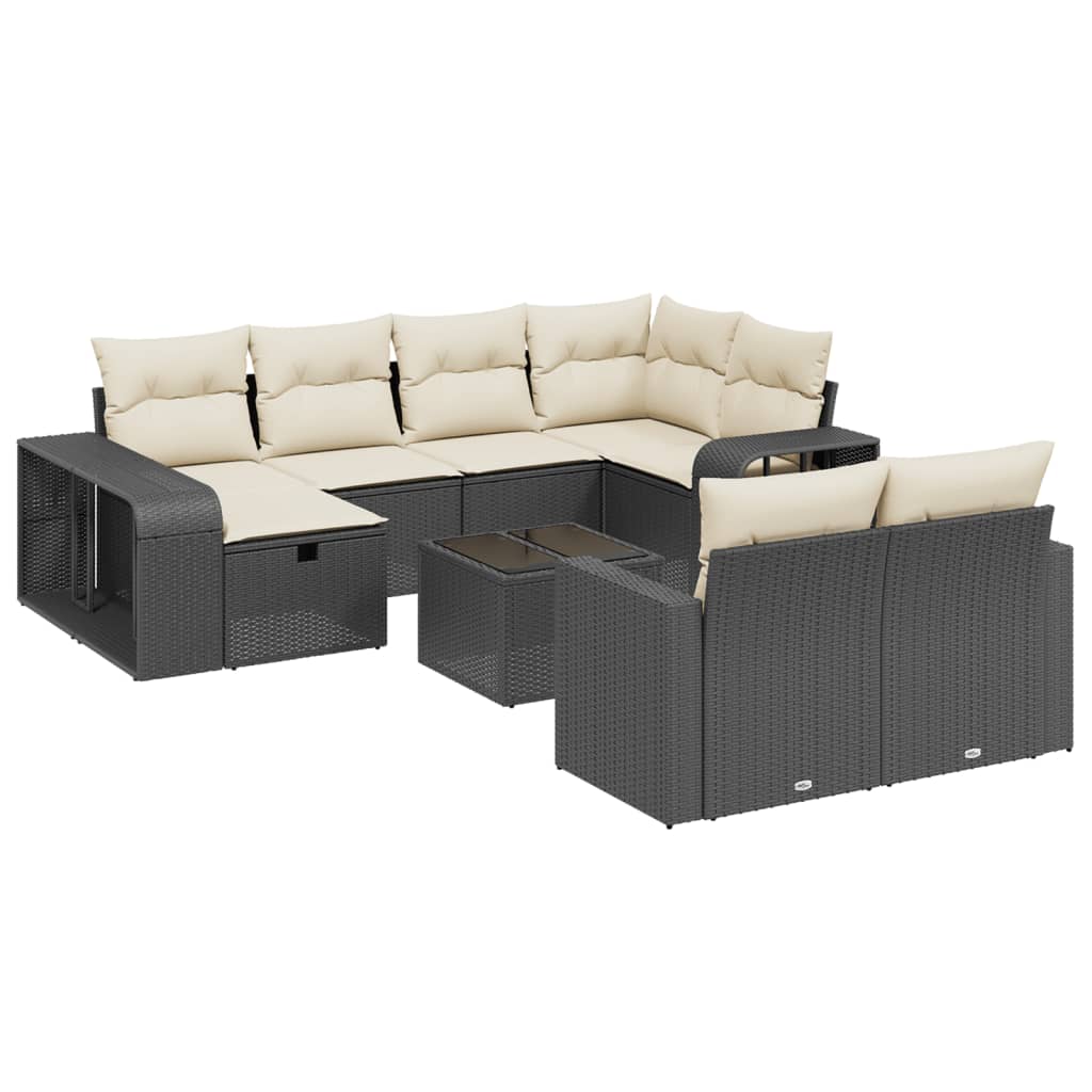 11-dijelni set vrtnih sofa od poliratana s jastucima crni