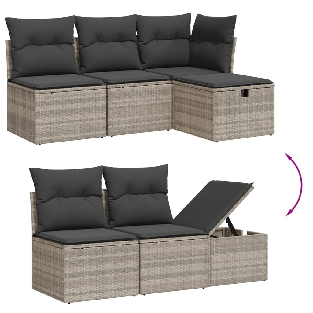 11-dijelni set vrtnih sofa poliratan s jastucima svijetlosivi