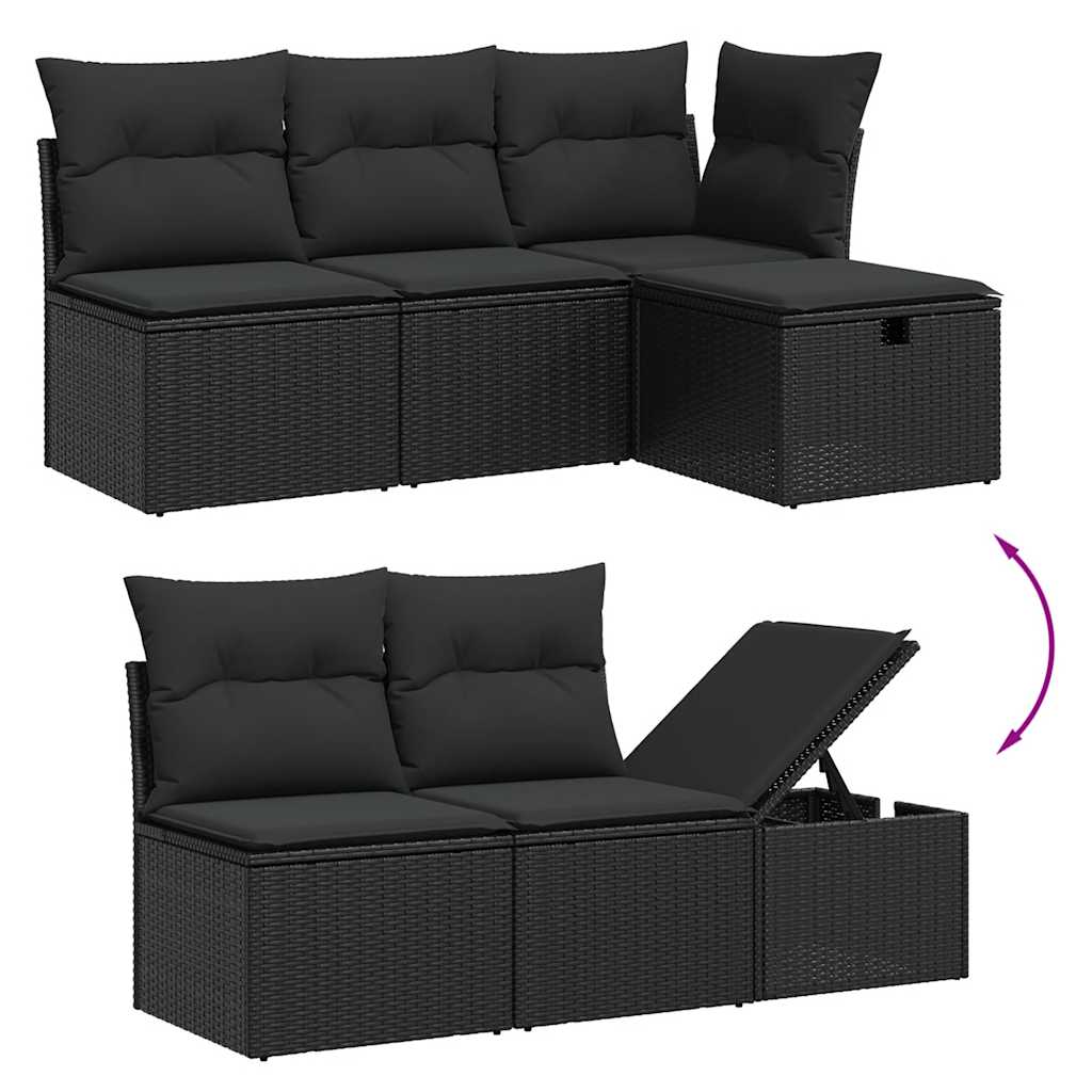 11-dijelni set vrtnih sofa od poliratana s jastucima crni
