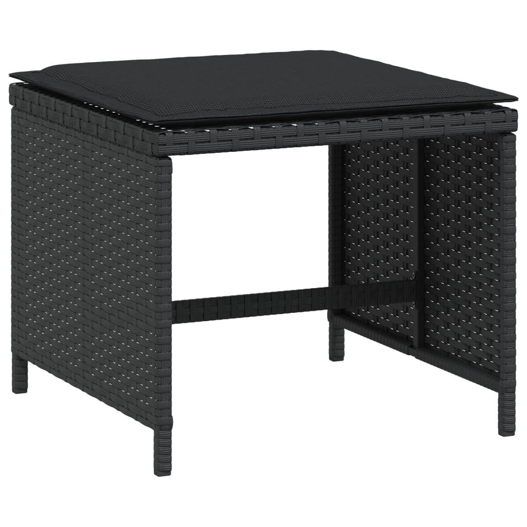 Vrtni stolci s jastucima 4 kom crni 40x40x35 cm od poliratana